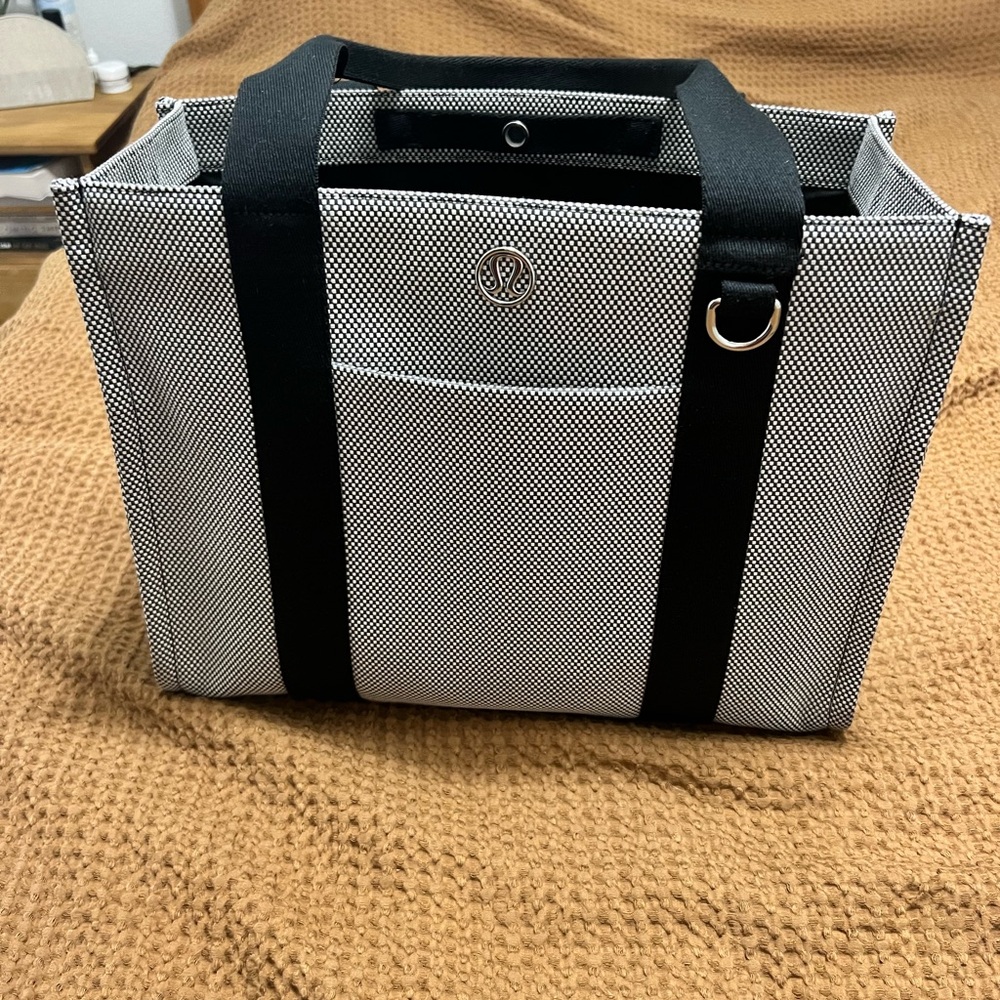 Lululemon Athletica Black and White Two Tone Canvas Tote 10L